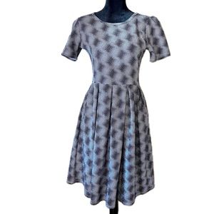LULAROE Noir Collection Black & White Plaid Amelia Fit & Flare Dress NWOT